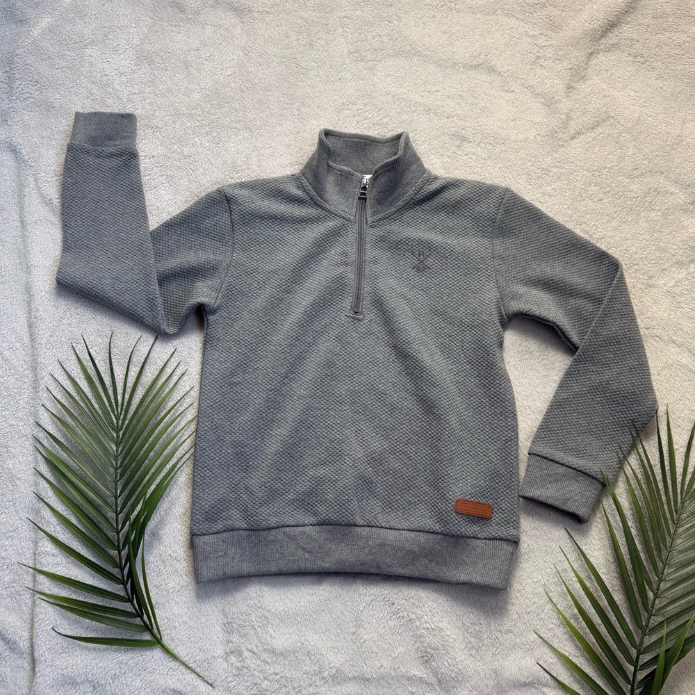 Boys Gray Quarter-Zip Sweater